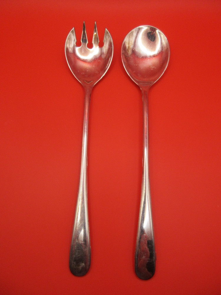 9" Vtg Flatware Silverplate Set Serving Spoon & Fork Classic Made in Italy