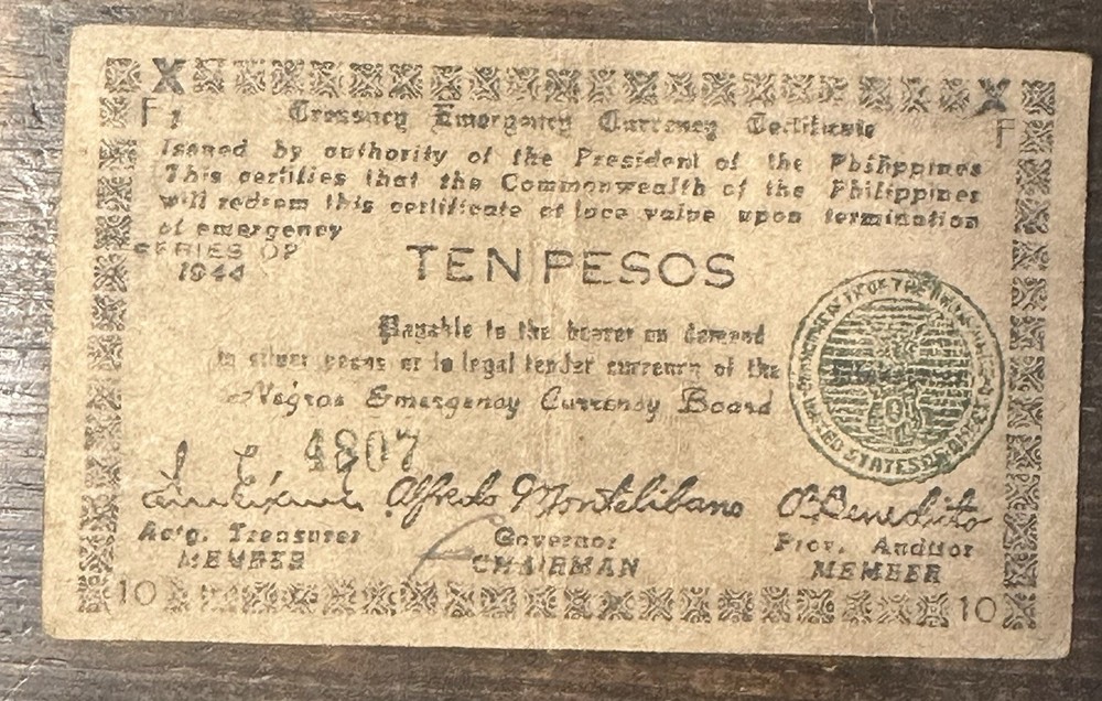 Large Lot – 1944 Negros Emergency WWII 10 Pesos Notes (63 Pieces)