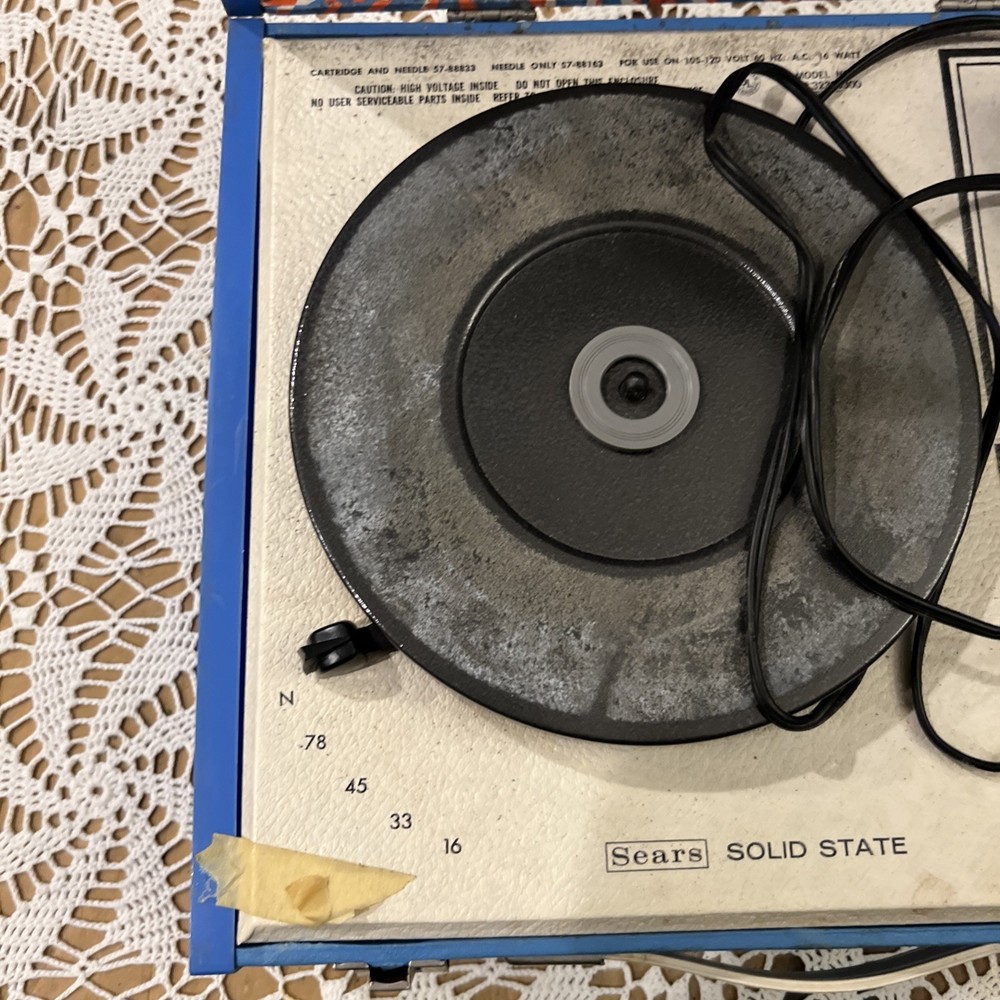Sears Solid State Vintage Red/Blue Record Player Psychedelic Blue Orange