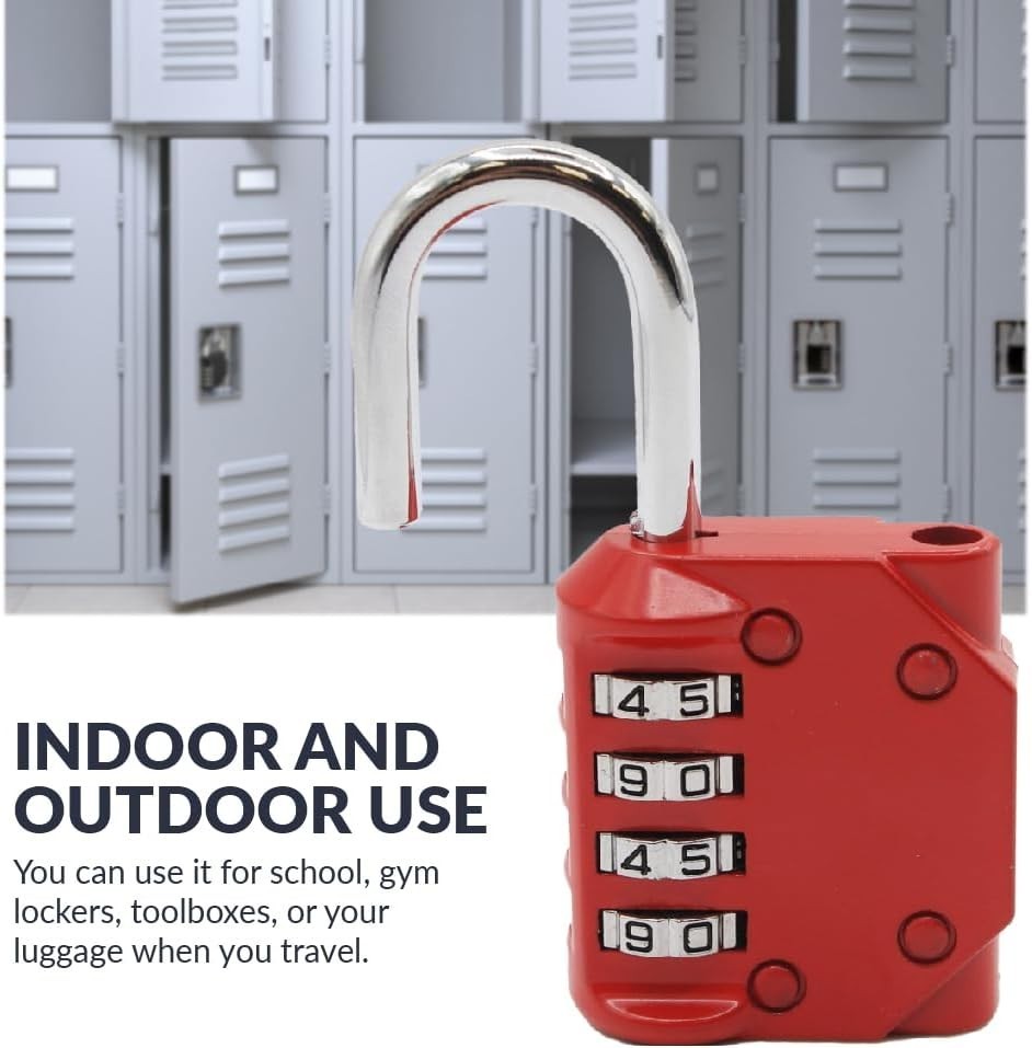 Newhouse Hardware 4-Digit Combination Lock Red - Waterproof Padlock Customizable