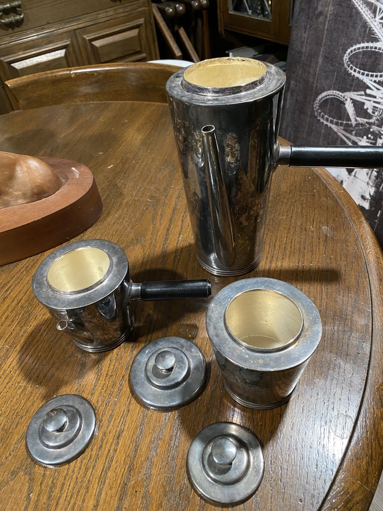 Restoration Hardware Vintage Silver Plated Tea Pot Set of 3!!!