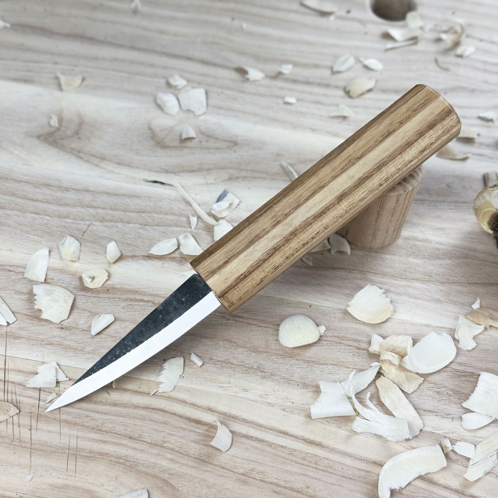 Hand-Forged Sloyd Knife – Carbon Steel Blade, Ash Handle, For Bowl Carving