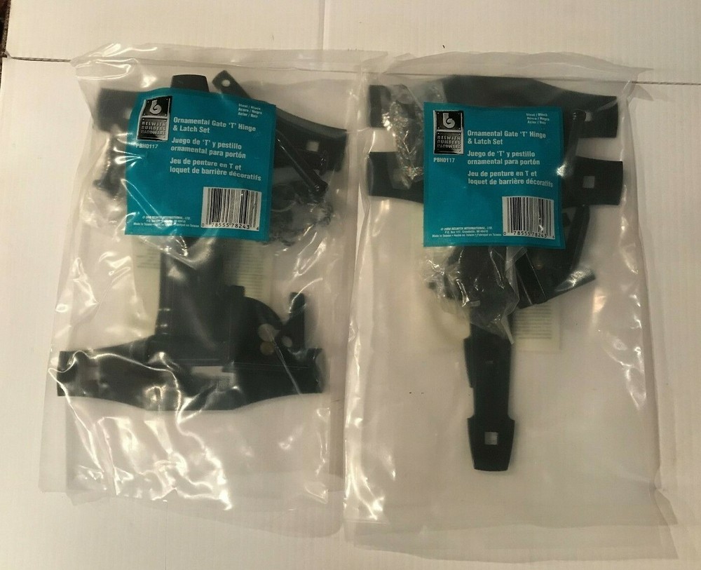 2 Sets Ornamental Gate Tee Hinges & Latch Belwith #PBH 0117