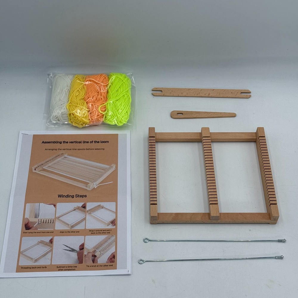 Wooden Weaving Loom Machine Kit Adjustable Small Frame Educational Weave Tool
