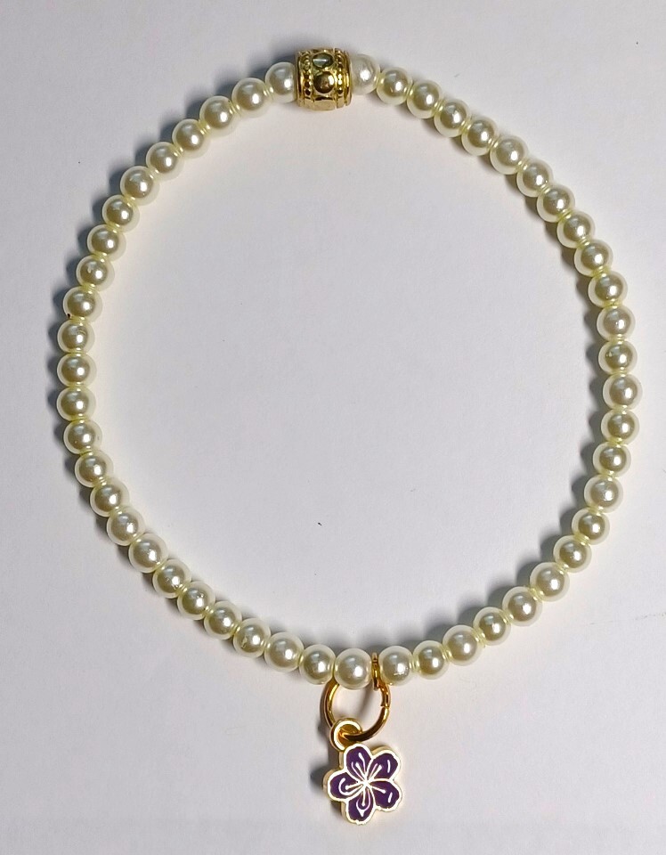 Pearl Beaded Bracelet with Dangling Flower Charm