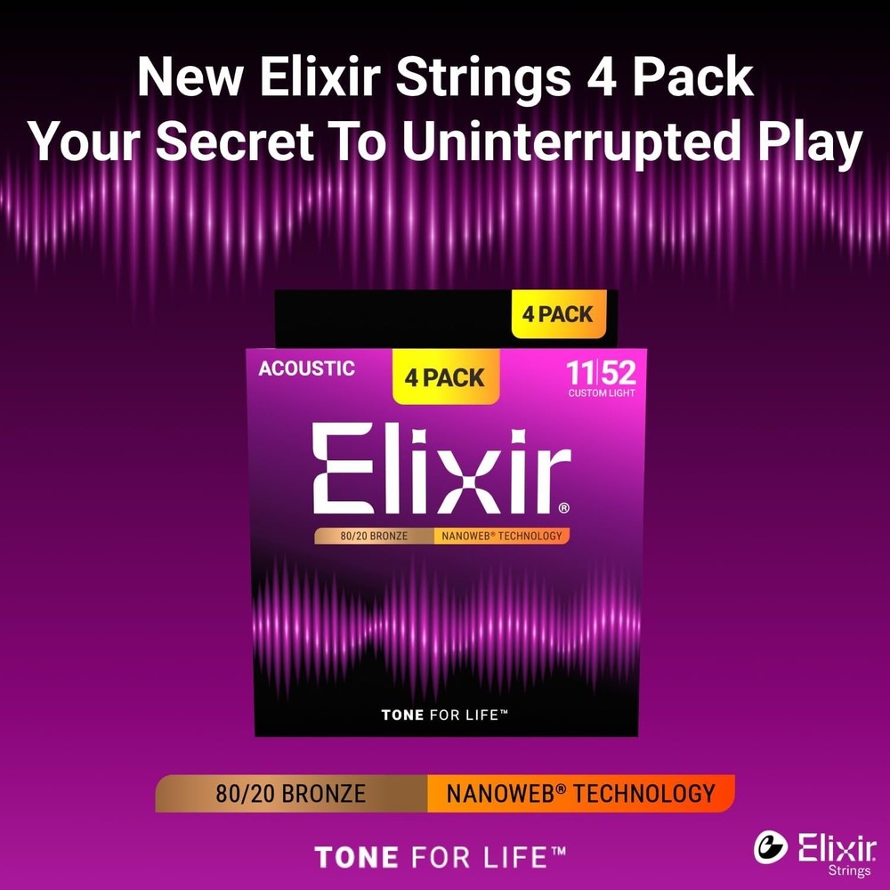 Strings, Acoustic Guitar Strings, 80/20 Bronze with NANOWEB Technology, Longe...