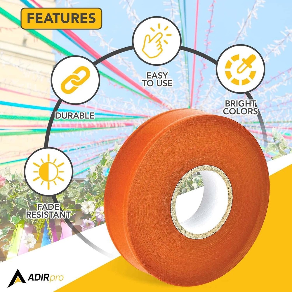 Neon Flagging Tape 12-Pack - Fluorescent Orange