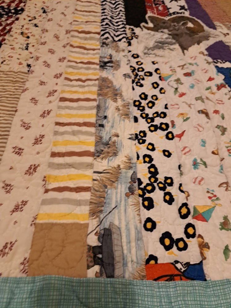 Project Linus Quilt 2 Sided Mixed Patchwork Nature, Animals, Ram Blanket 53 X 41