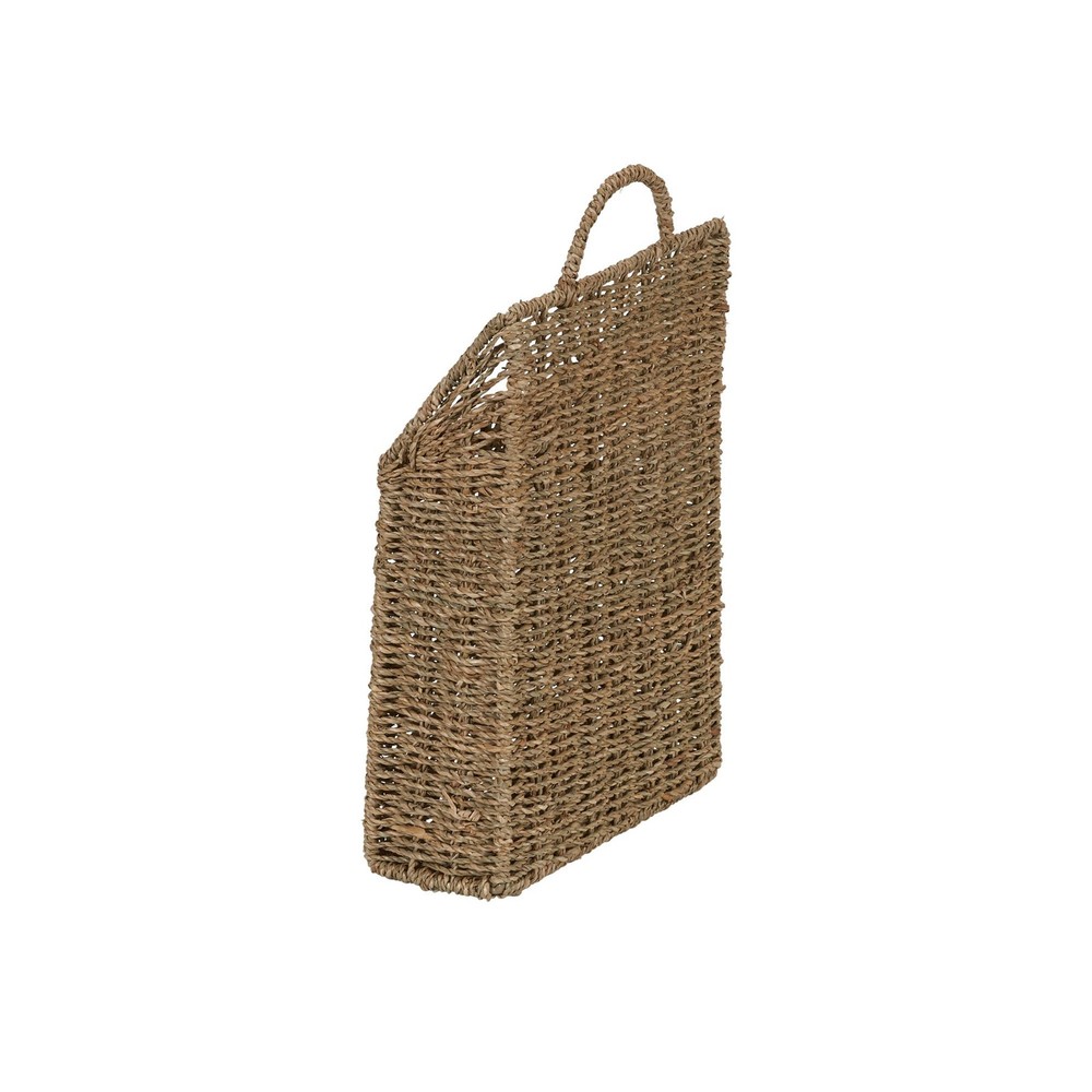 Rectangular Wicker Hanging Baskets, Set of 2, Small and Large, Handwoven Seag...