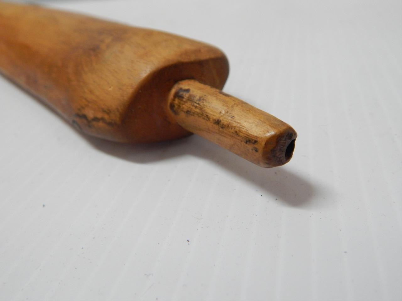 VINTAGE / ANTIQUE PLAINS / WOODLANDS HAND CARVED WOODEN PIPE STEM - 20 +/- " L