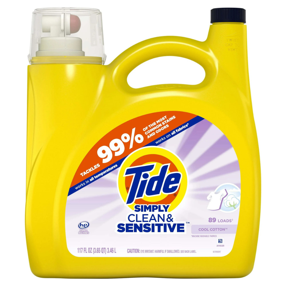 Tide Simply Laundry Detergent Liquid, Clean & Sensitive, Cool Cotton, 89 Loads