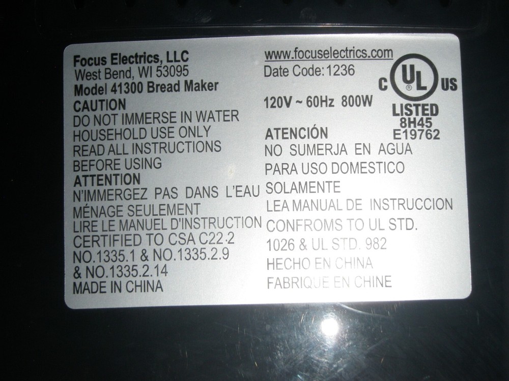 Power Control Board for West Bend Bread Maker Model 41300 only