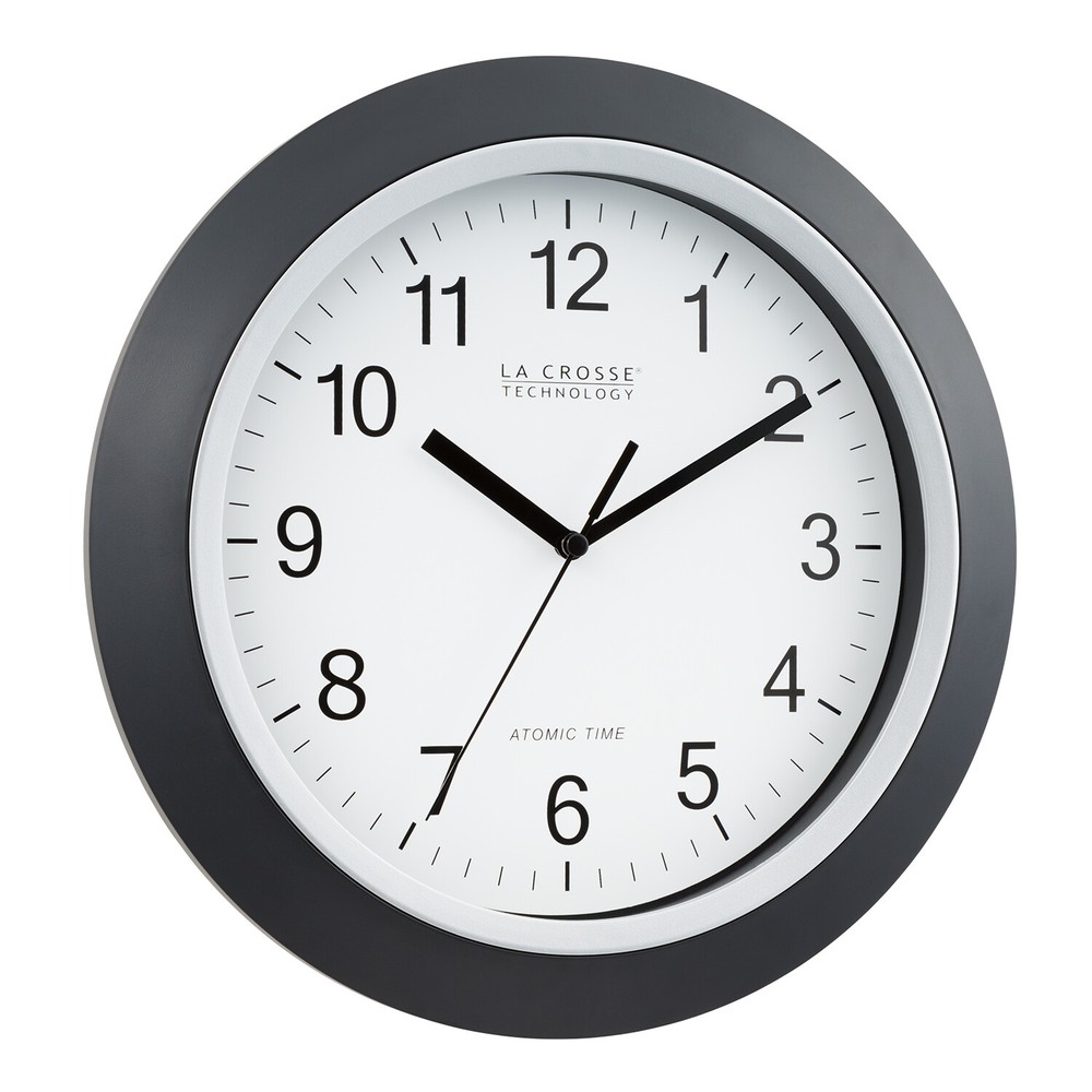 WT-3129B La Crosse Technology 12" Atomic Analog Wall Clock - Black Open Box