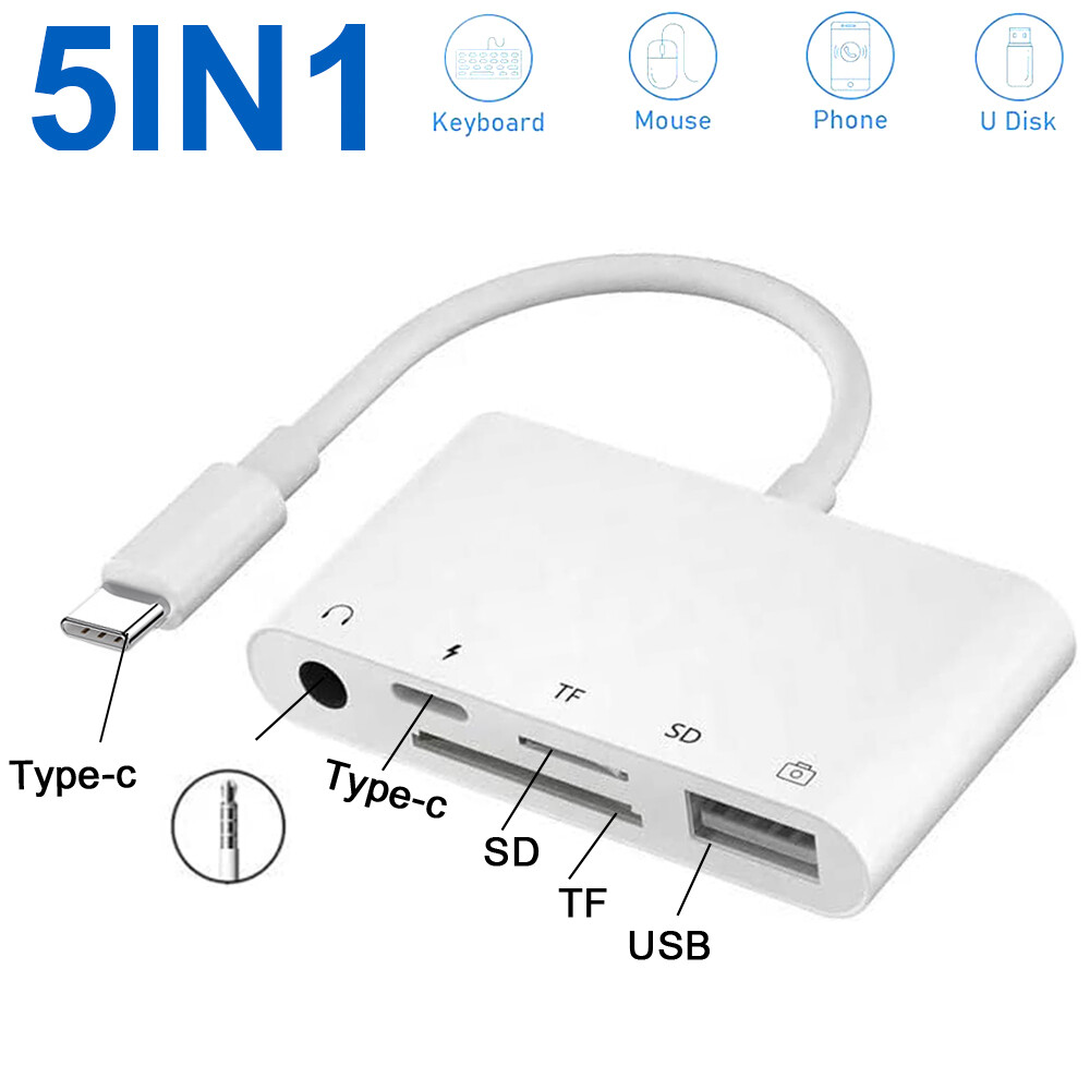 5 in 1 Type C USB OTG Adapter SD/TF Card Reader For Samsung Android Phone