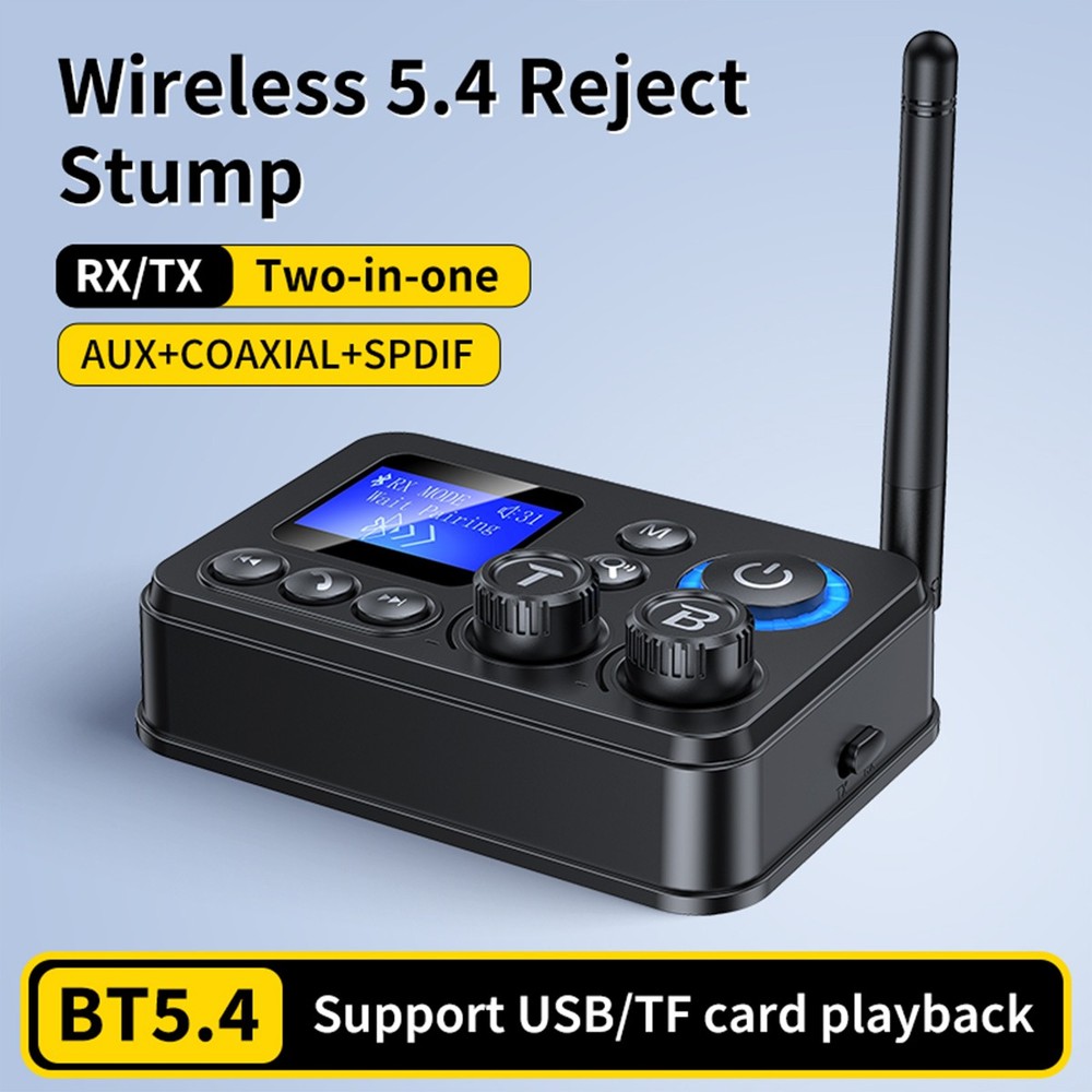 GT87 Pro Bluetooth 5.4 TX/RX | USB/TF Playback | Opt/Coax/AUX Inputs | 20m Range