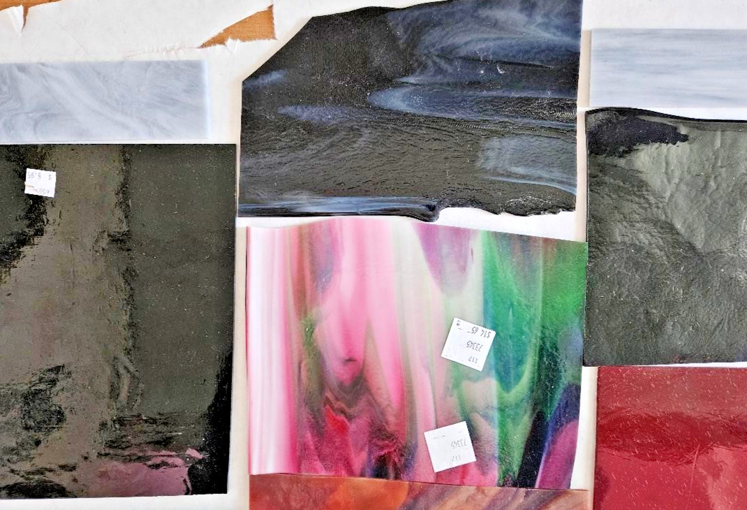 9 & 1/2 Pounds of Assorted Multicolor Stained-Glass Large Scraps/Sheets