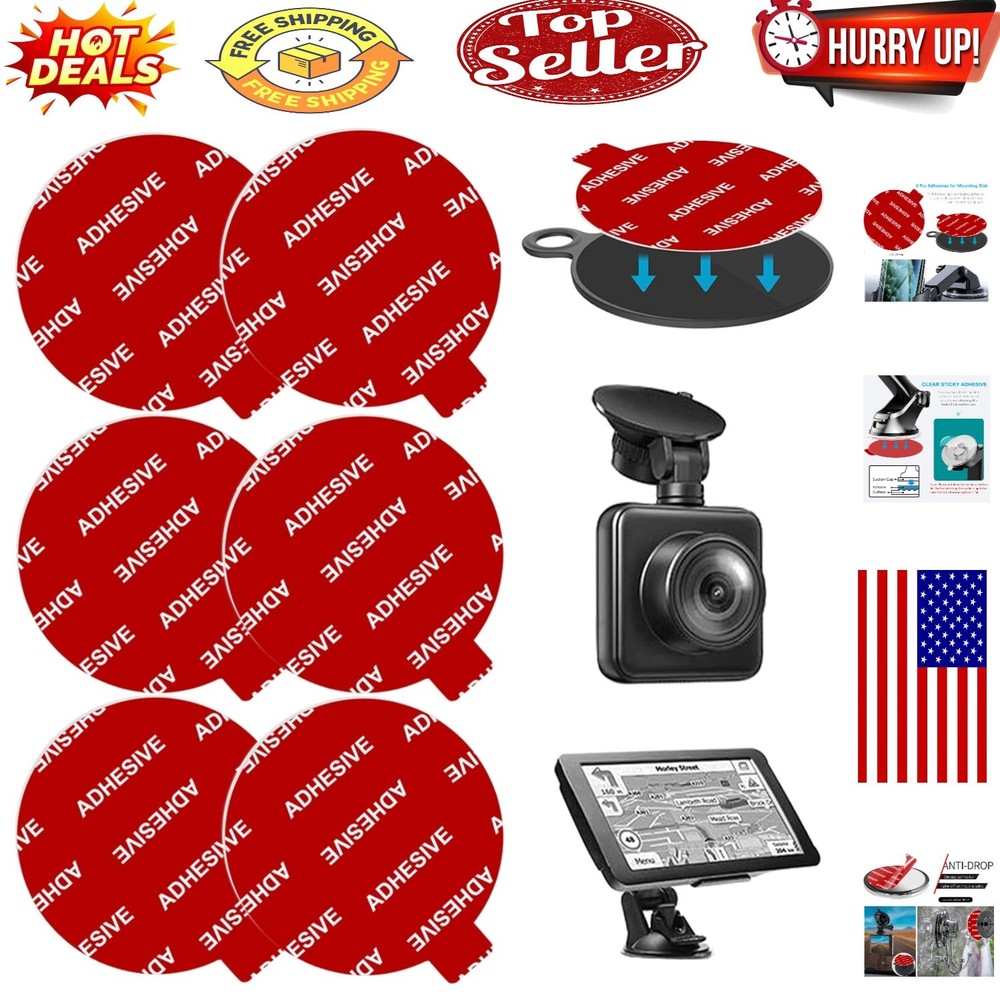 6pcs Double-Sided Adhesive Pads for Windshield Camera Mounts - Strong & Durable