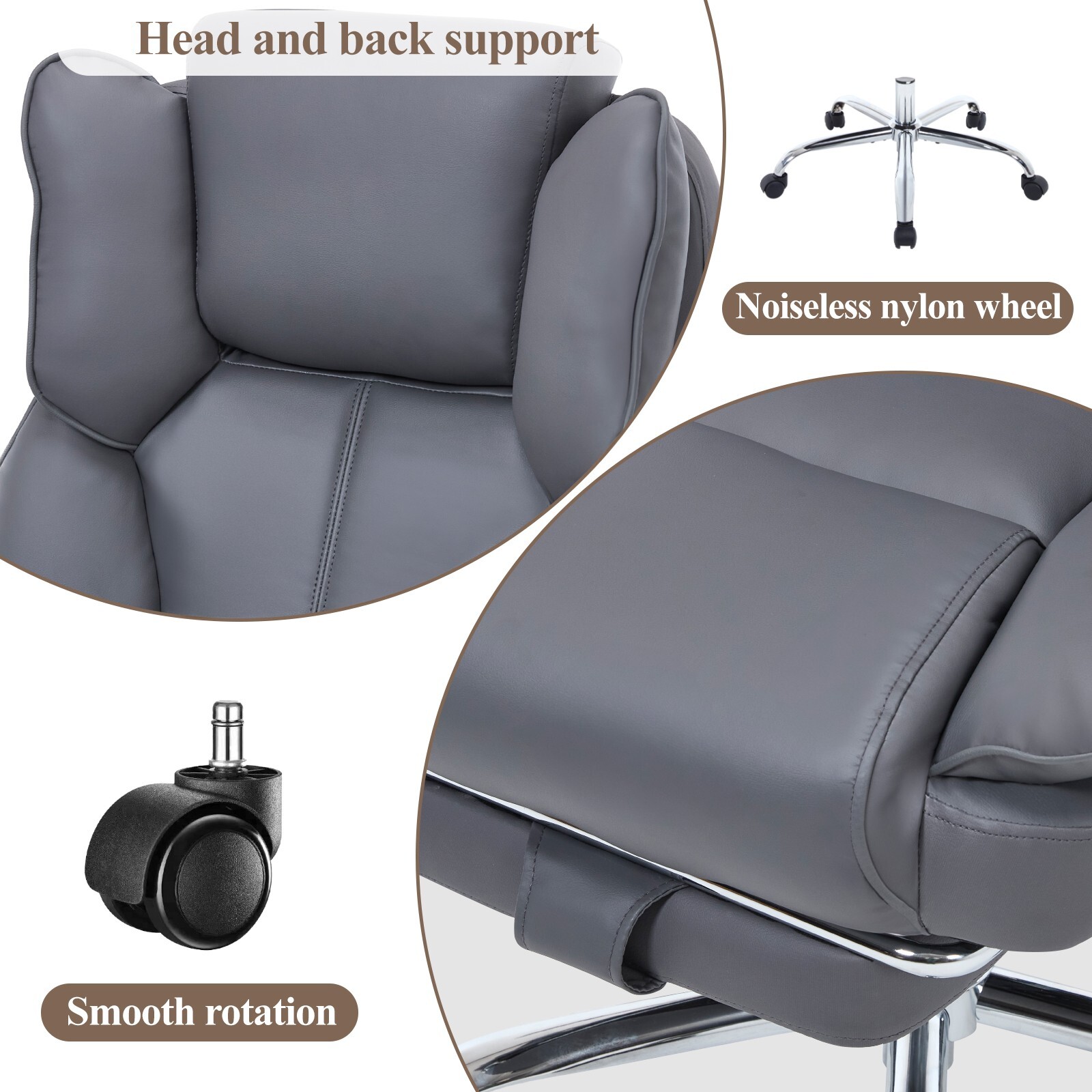 Tall Executive Office Chair with Footrest Leather Computer Chair