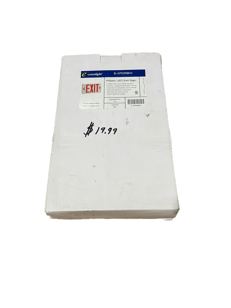 🔥(AN) E-Conolight,E-XPDRBW, Plastic LED Exit Sign, EXPDRBW, 120/277VAC 1