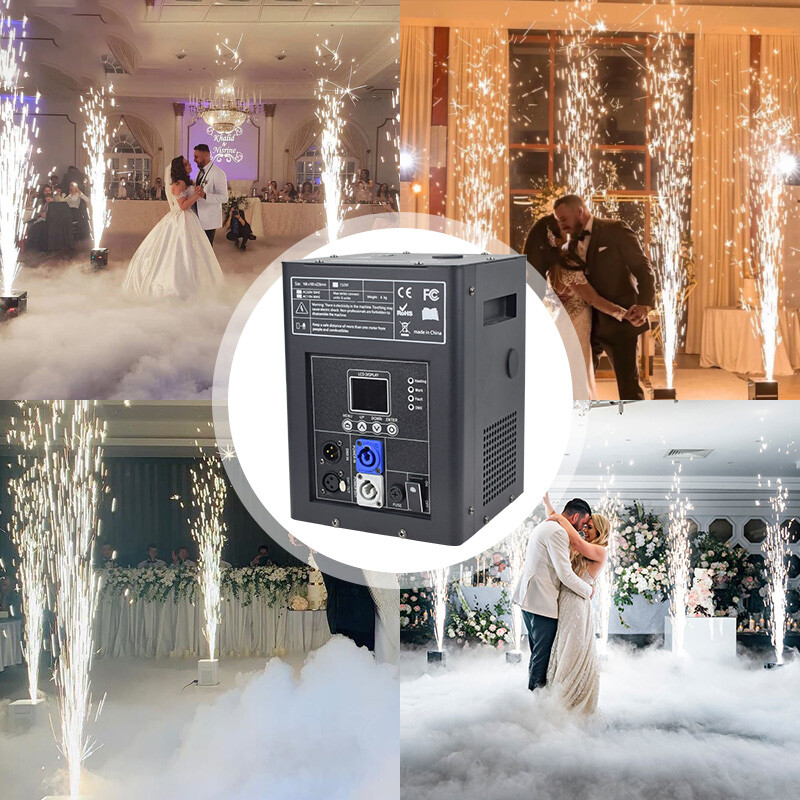 2PCS 750W Large Cold Spark Machine DMX512 DJ Stage Effect with Flight Case