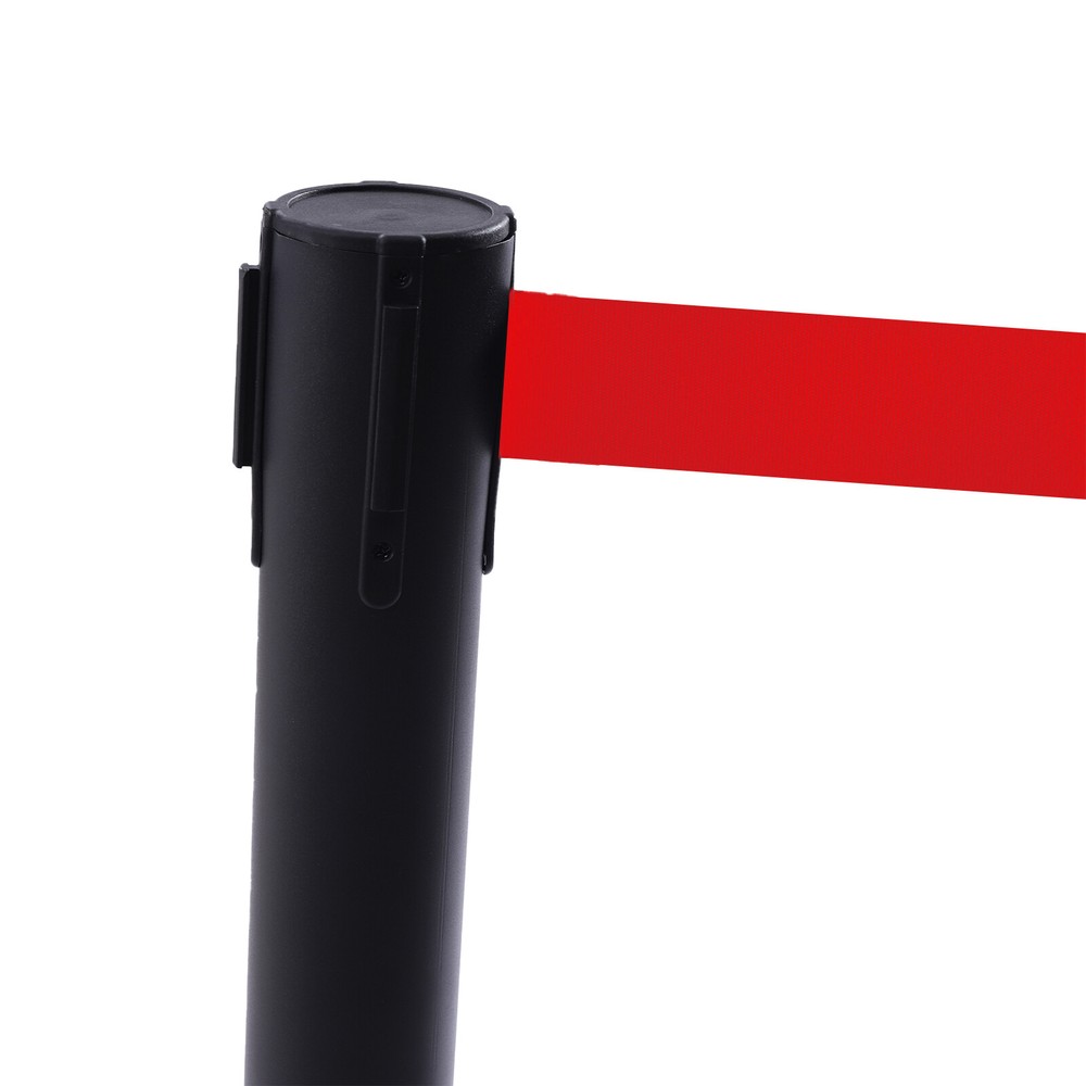 6Pcs Crowd Control Barrier Queue Poles Black Stanchion Posts w/Retractable Belt