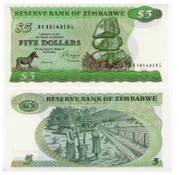 Zimbabwe 5 Dollars 1983 P 2 UNC New Banknote