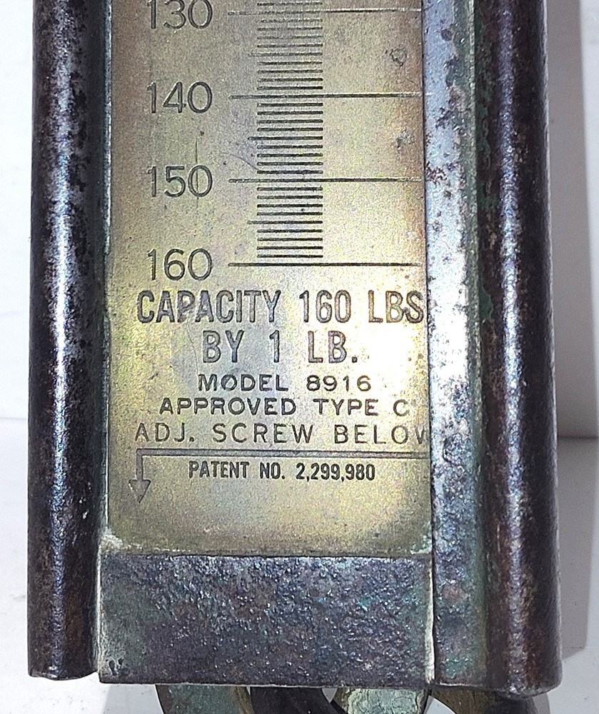 VINTAGE HANSON SCALE CO. 160 LB HANGING SPRING FISH SCALE #8916 DATE CODE 7-46