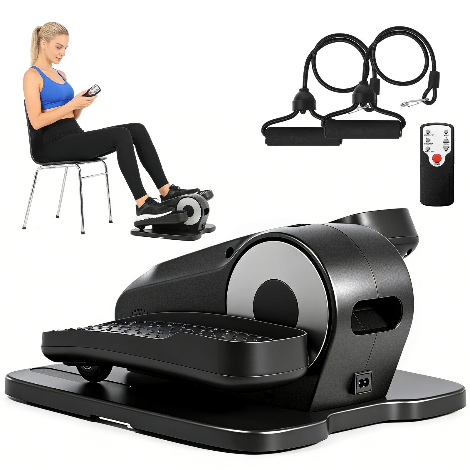 Under Desk Electric Elliptical 12 Speed Remote Control Seated Pedal Exerciser