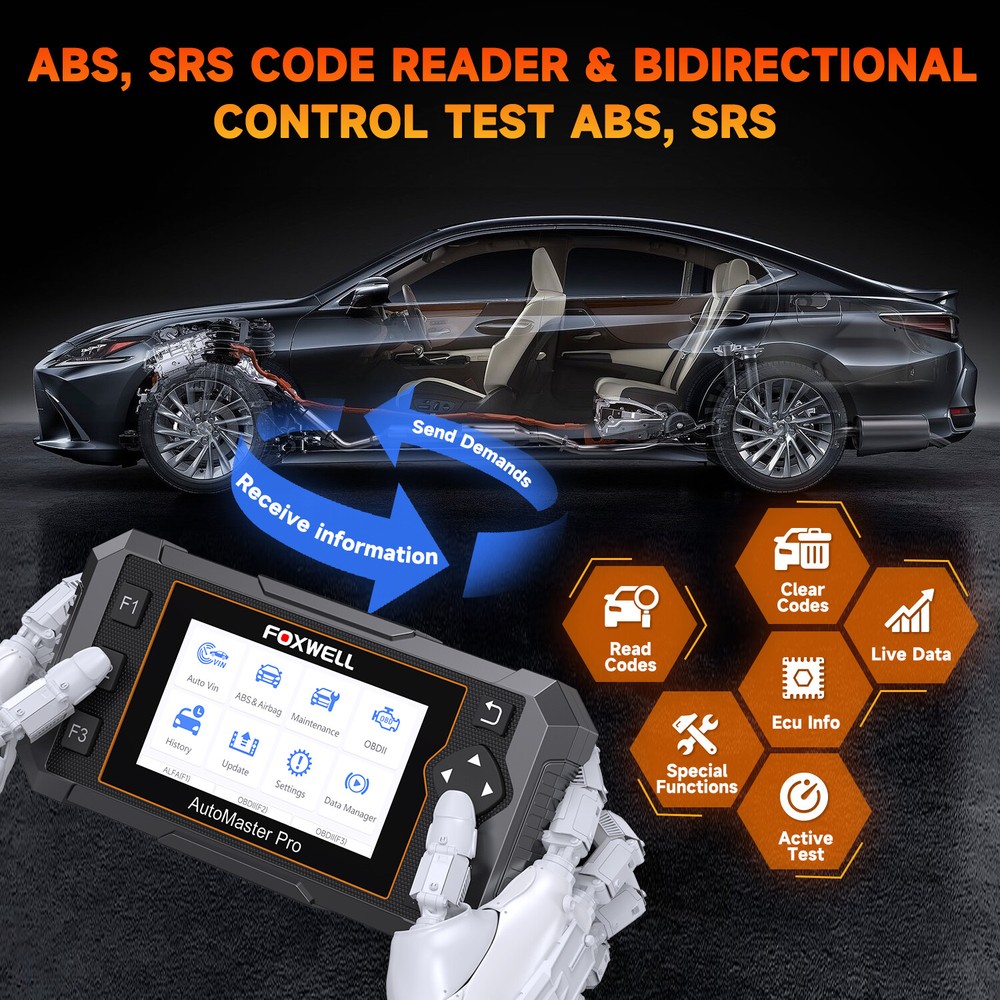 Foxwell NT650 Pro Car OBD2 ABS SRS Scanner Bidirectional Diagnostic Tool TPMS