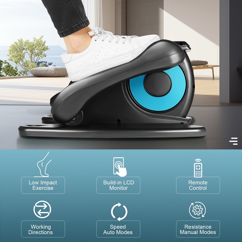 Under Desk Elliptical Pedal Exerciser Seated Elliptical Machine w/Remote & LCD^^