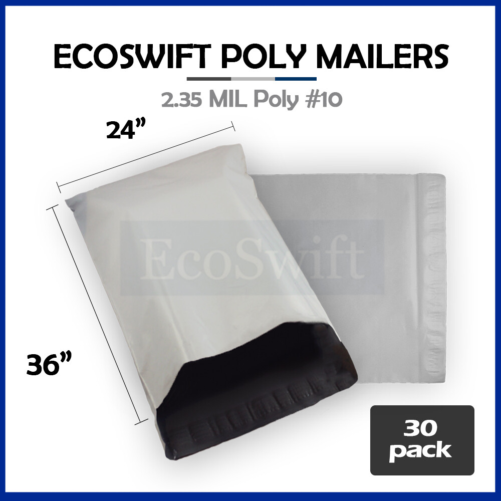 30 24x36 LARGE EcoSwift White Poly Mailers Shipping Envelopes Self Sealing Bags