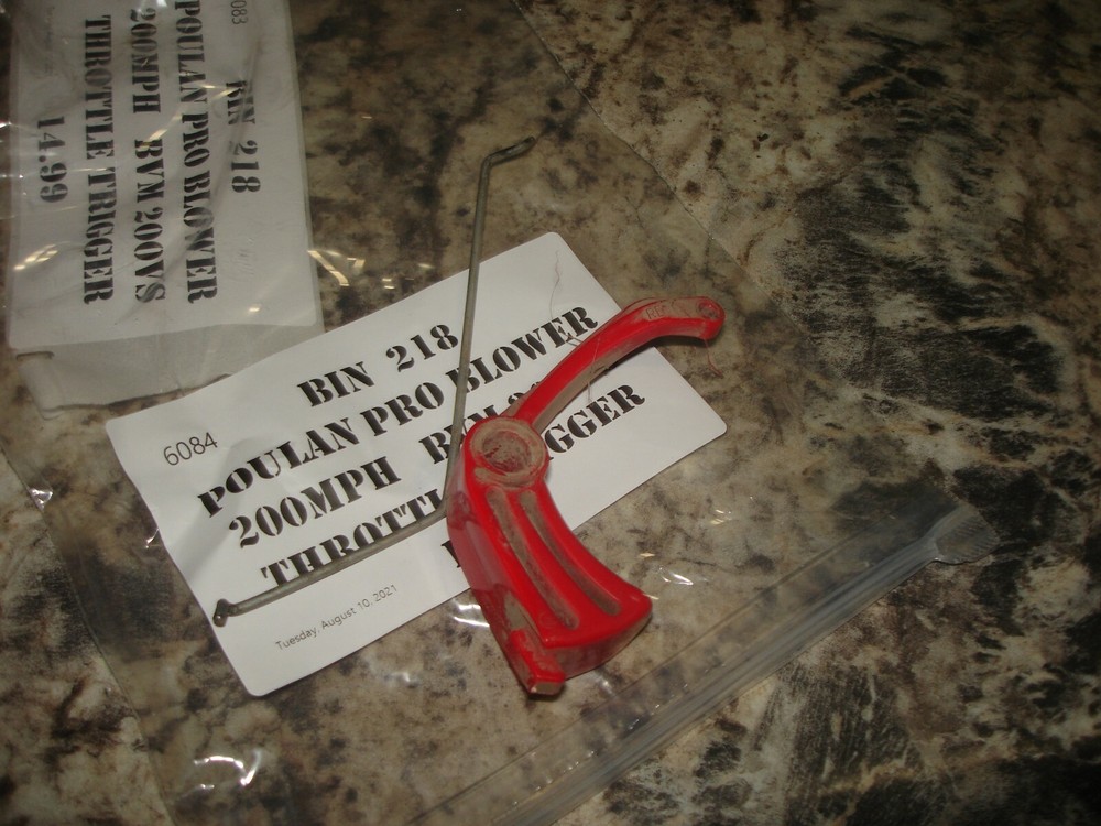Poulan pro 200mph bvm 200vs throttle trigger     blower part only  bin 218