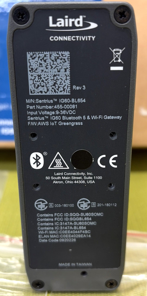 Ezurio Sentrius™ IG60-BL654 Wireless IoT Gateway