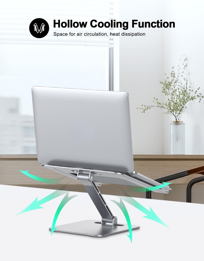 RIWUCT Foldable Laptop Stand, Height Adjustable Ergonomic Computer Silver