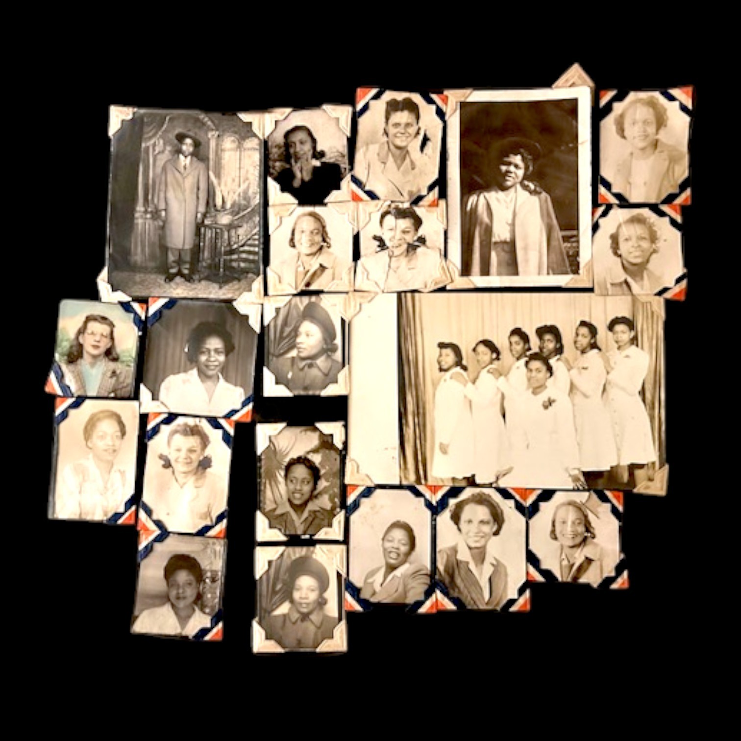 40s Black American Vintage Album Page Photo Booth Friends Dapper Gent & Singers