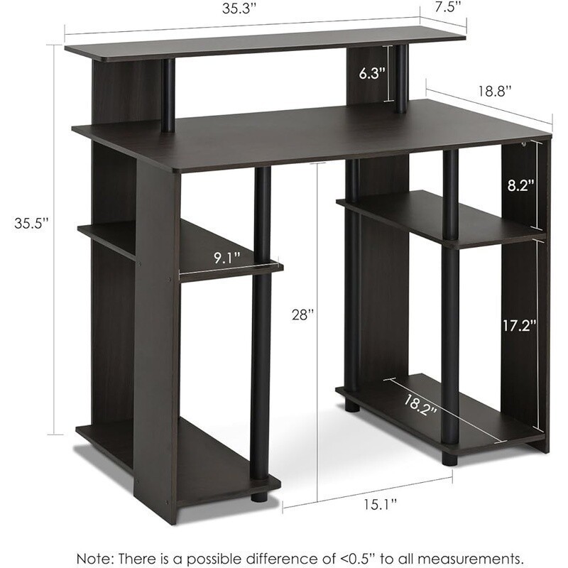Compact Computer Desk Sturdy Lightweight Easy Assembly Home Office Study Durable