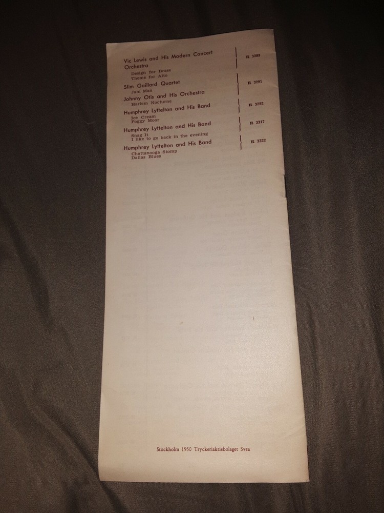 Parlophone Swing Record Catalog 1950
