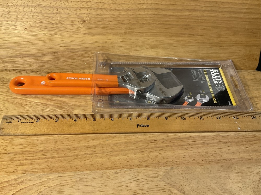 Klein Tools 2pc Extra Capacity Adjustable Wrench Set D5072 Cushion Grip 10” 6”