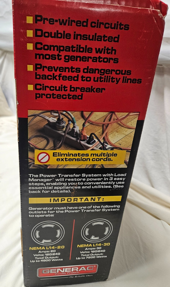 Generac Generator Power Transfer System With Load Manager -NO ALL WEATHER INLET