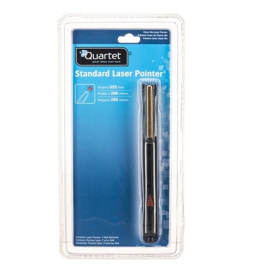 Quartet Standard Laser Pointer Class 2, Project 665 ft Red Dot, for School 2 AAA