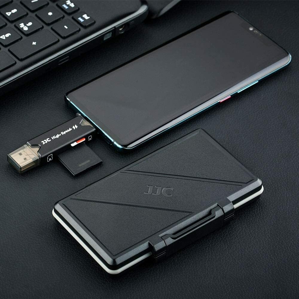 Memory Card Case Storage Holder + Card Reader fits 16 Micro SD SDXC SDHC Cards