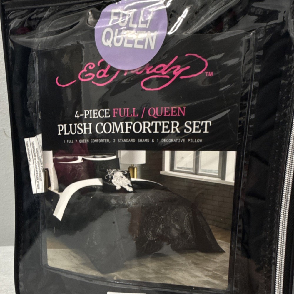 Ed Hardy dark chain pattern-Tiger Comforter Set Full/Queen 4-Piece