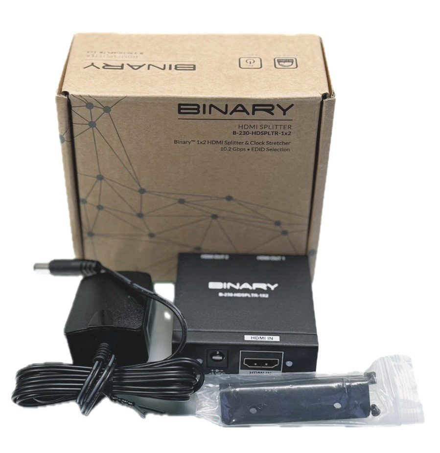 Binary B-230-HDSPLTR-1X2 Powered 4K HDMI 3D Splitter 10.2 Gbps