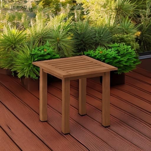 Durable Tioman Outdoor End Table - Slatted Design for Quick Drying & Elegance