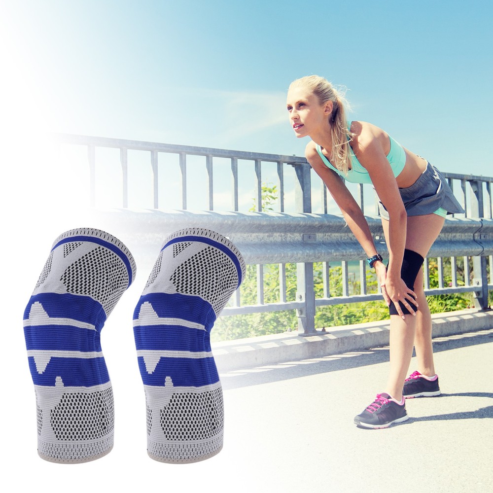 Horizontal Stripes Knee Pads Medium Gray Blue 1 Pc