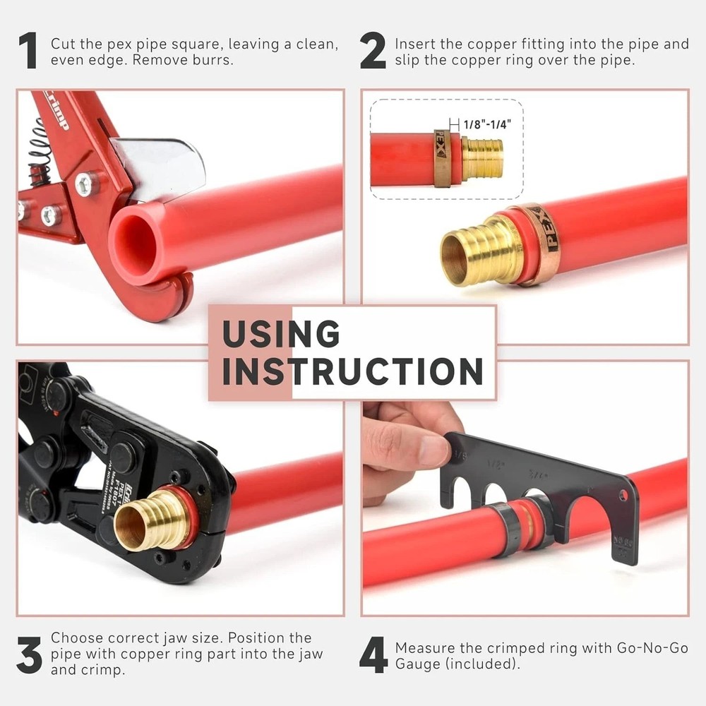 Portable Pex Pipe Crimper Set - Metal Construction