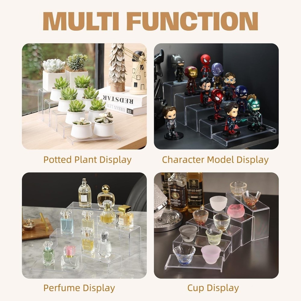 Multi-Purpose Clear Acrylic Risers - 10 Pcs, Easy Clean & No Assembly Required