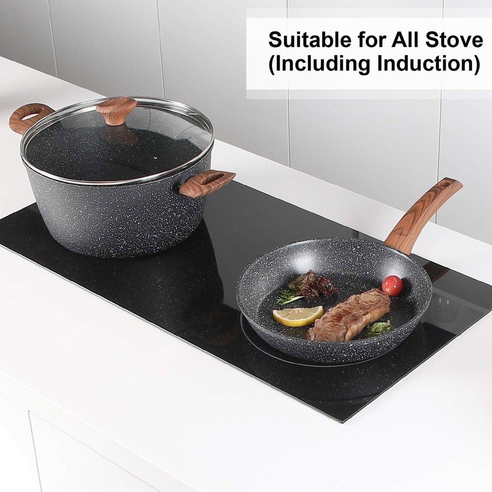 12 Piece Cookware Sets Induction Cooking Pan Set Nonstick Pots with Lids