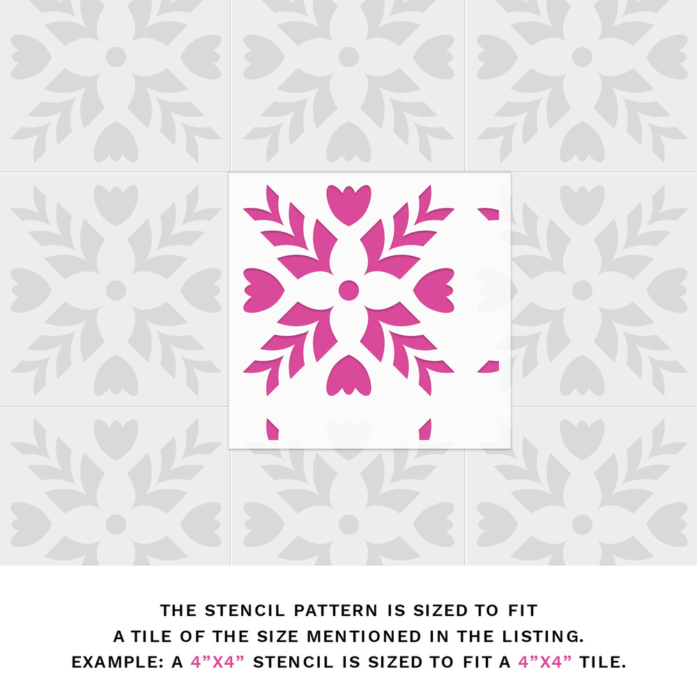 Freya Tile Stencil - Durable & Reusable Mylar Stencils