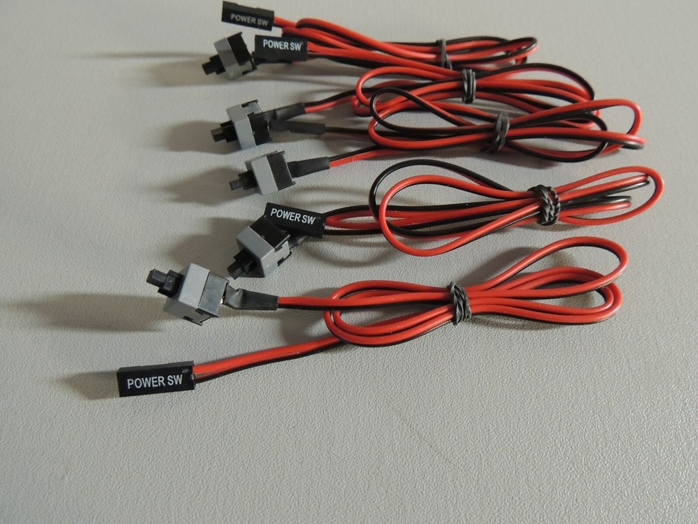 5 pack PC ATX Computer Momentary Switch with 18" Wire + 2 pin JST Connector